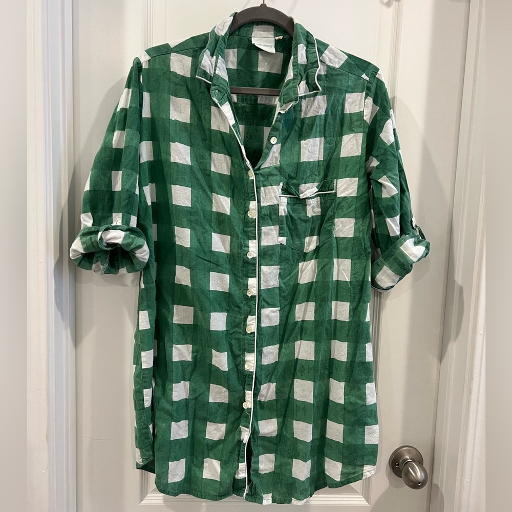 Green and White Checkered Women's Dress